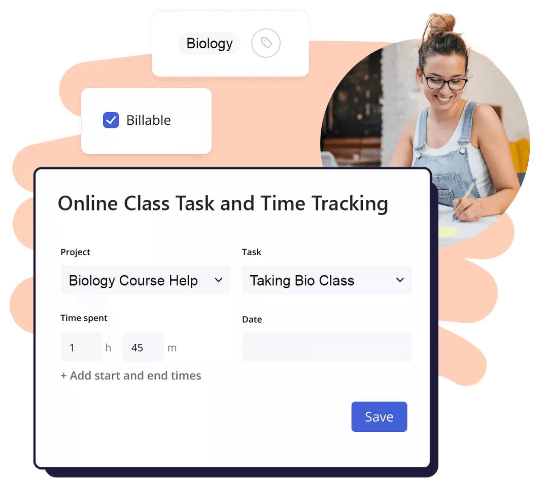 Client manager taking online class.
